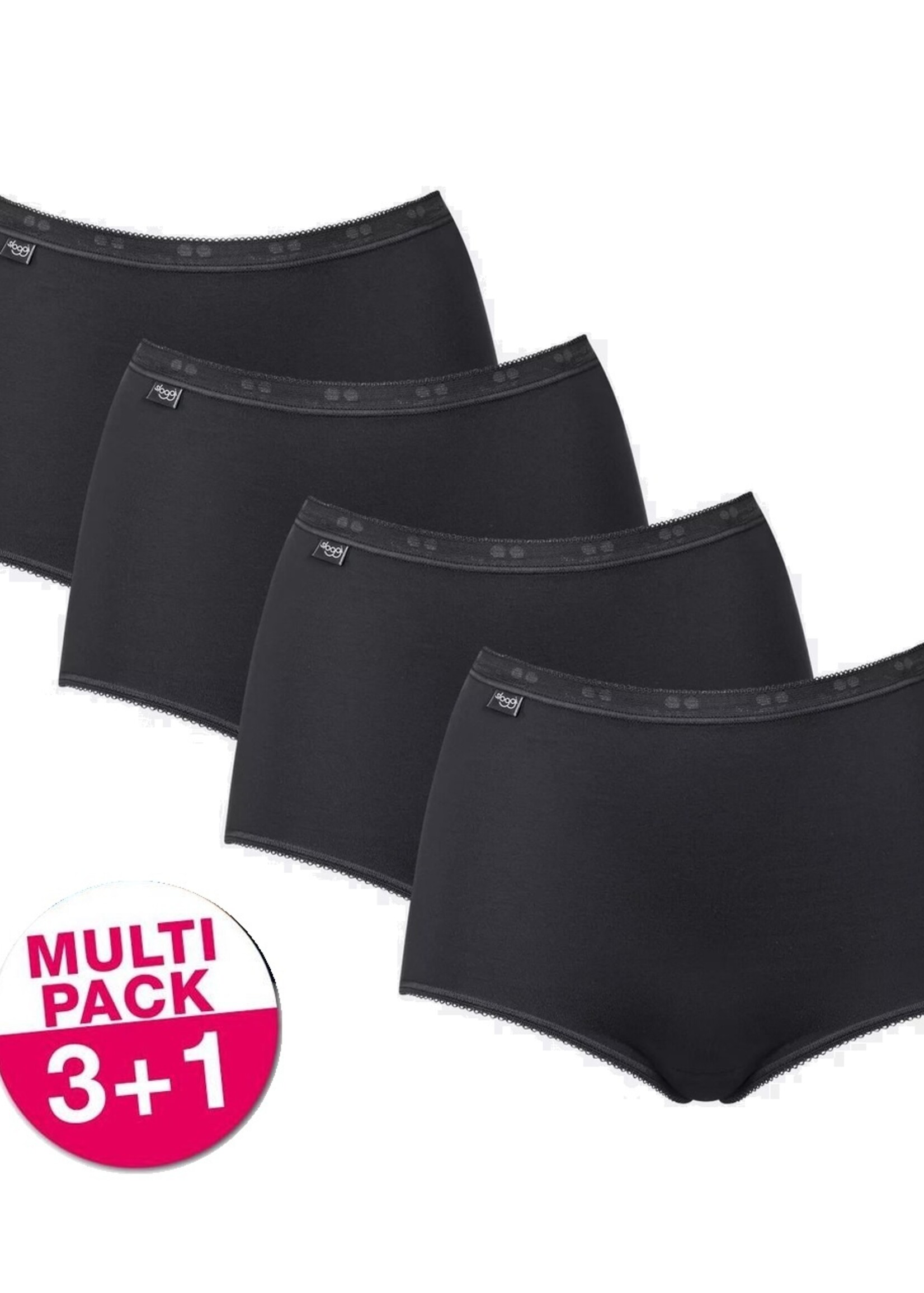 Sloggi Sloggi Basic+ Maxi slips zwart - 4 stuks voordeelpack