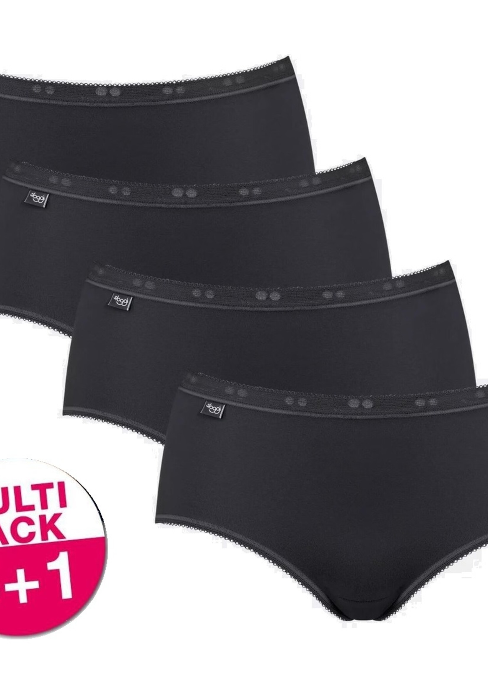 Sloggi Sloggi Basic+ Midi slips zwart - 4 stuks voordeelpack