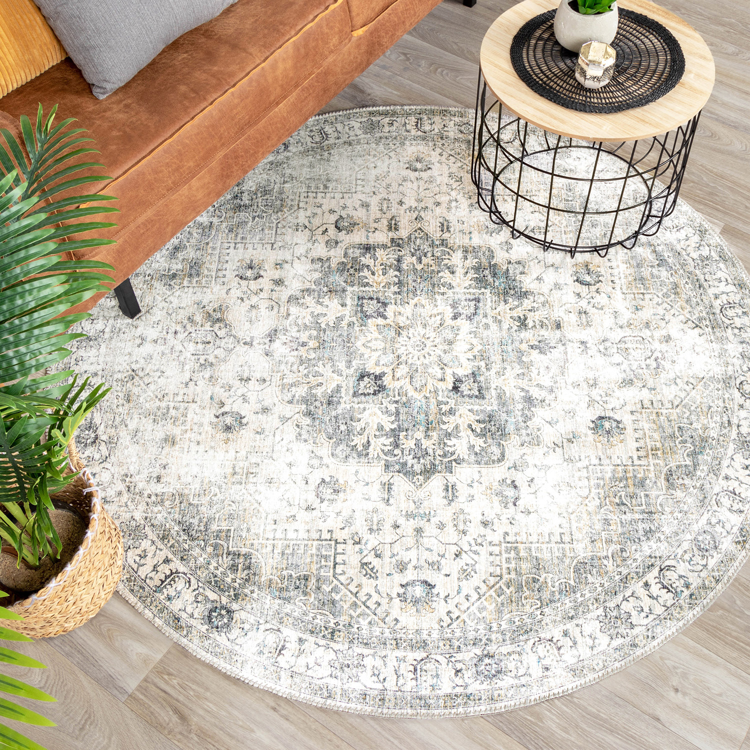 Tapis vintage rond - Lago Gris