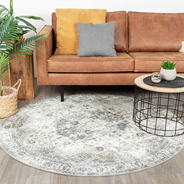 Tapis vintage rond - Lago Gris