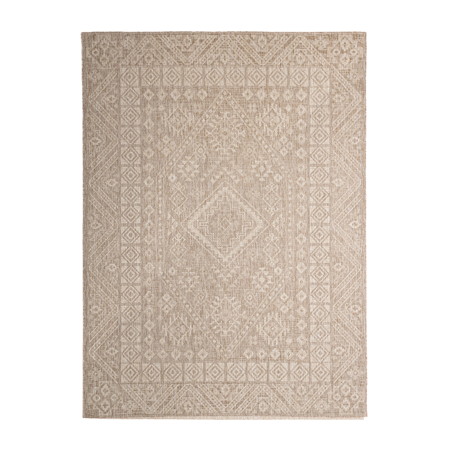 Tapis d'extérieur en jute - Atlas Aztec Marron/Crème - sfeer
