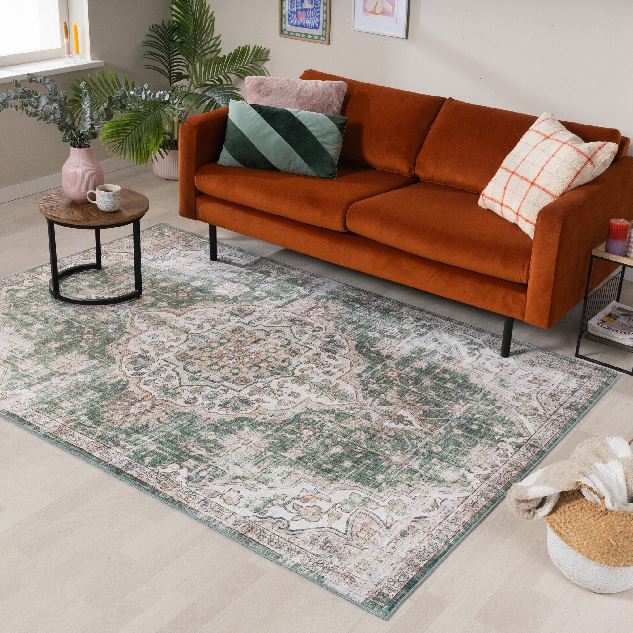 Tapis en viscose - Leyla Medaillon Vert