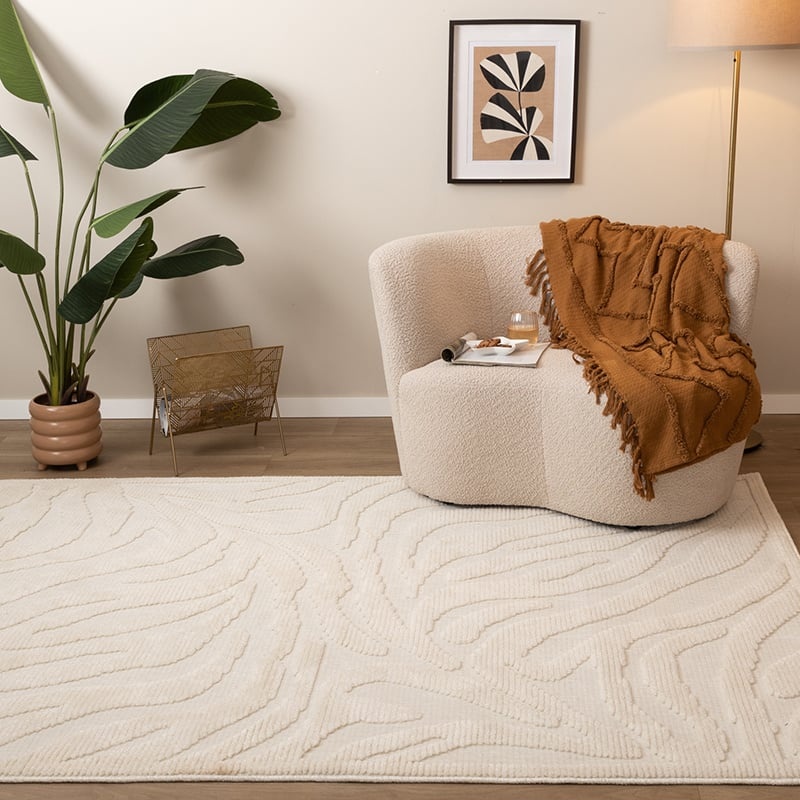 Tapis lavable - Dunya Zebra Blanc