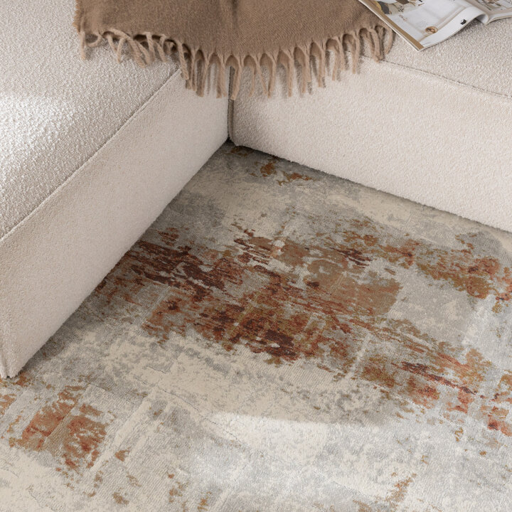 Tapis d'extérieur et intérieur - Marnix Grunge Crème/Terracotta