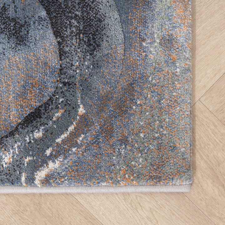 Tapis d'extérieur luxe - Xavier Wave Bleu/Gris