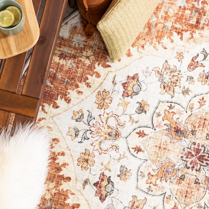 Tapis d'extérieur rond vintage - Santo Mandala terra