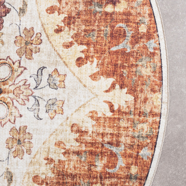 Tapis d'extérieur rond vintage - Santo Mandala terra