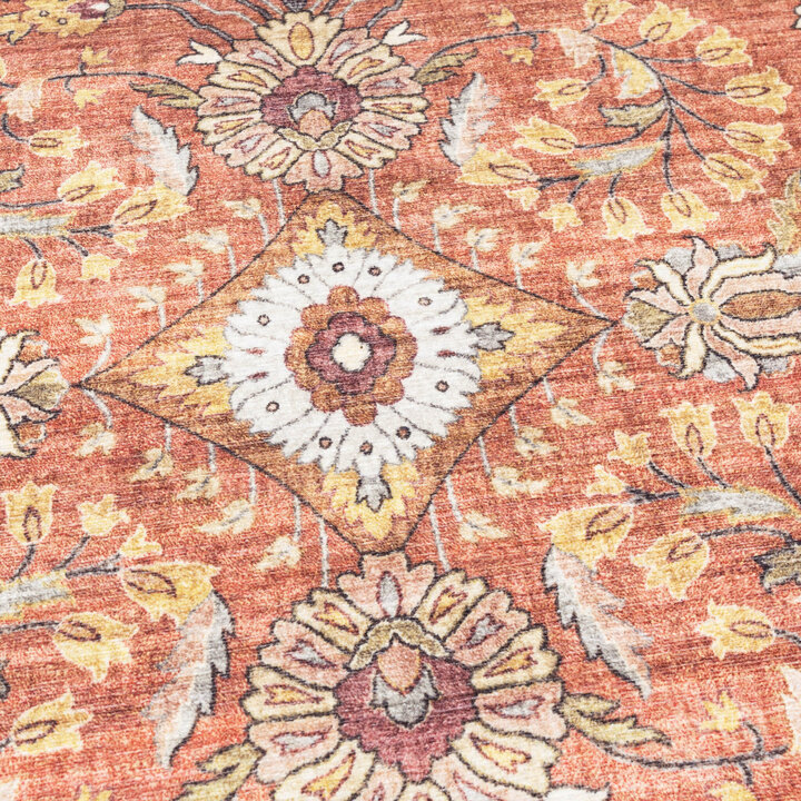 Tapis d'extérieur rond vintage - Santo Flora terra