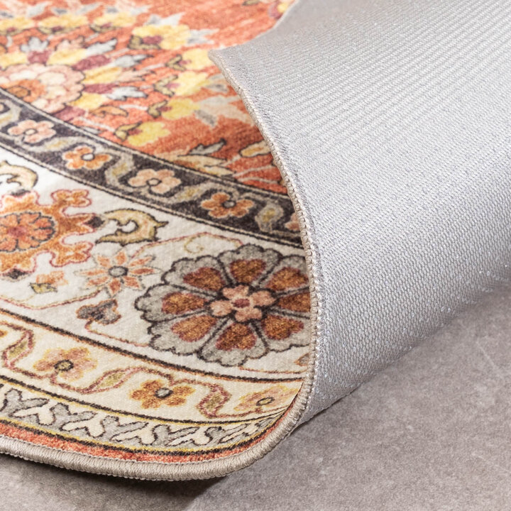 Tapis d'extérieur rond vintage - Santo Flora terra