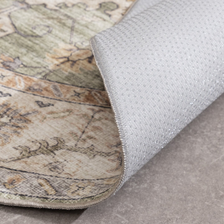 Tapis d'extérieur rond vintage - Santo Médaillon Vert