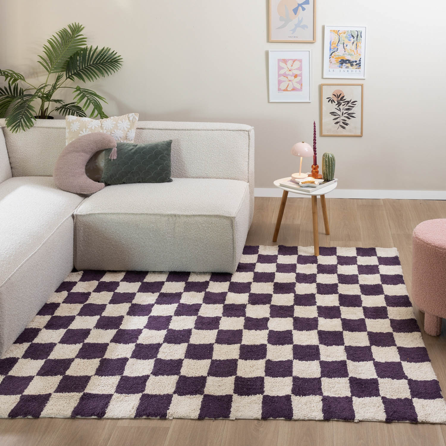 Tapis en coton - Gambit Violet/Blanc