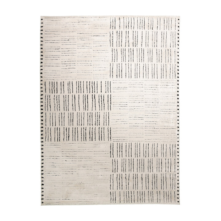 Tapis moderne intérieur et extérieur - Yune Lines Crème/Noir