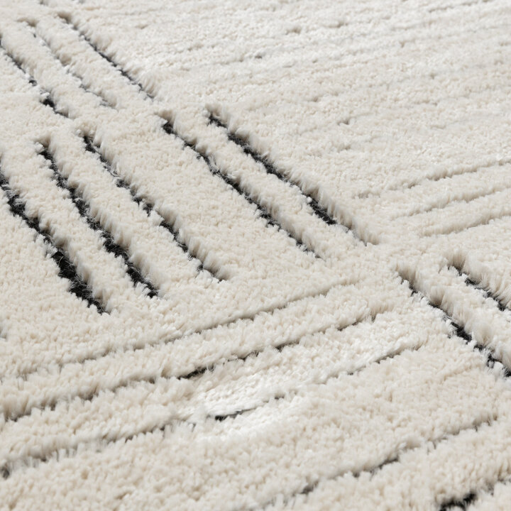 Tapis scandinave - Yune Lines Crème/Noir