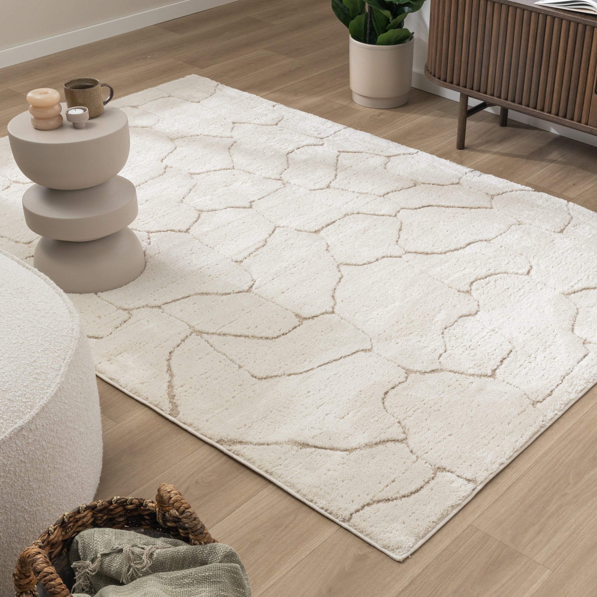 Tapis moderne intérieur et extérieur - Yune Stone Crème
