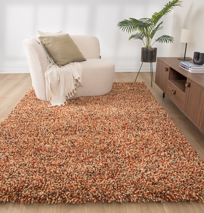 Tapis en laine à poils longs - Elin Rouge/Terracotta