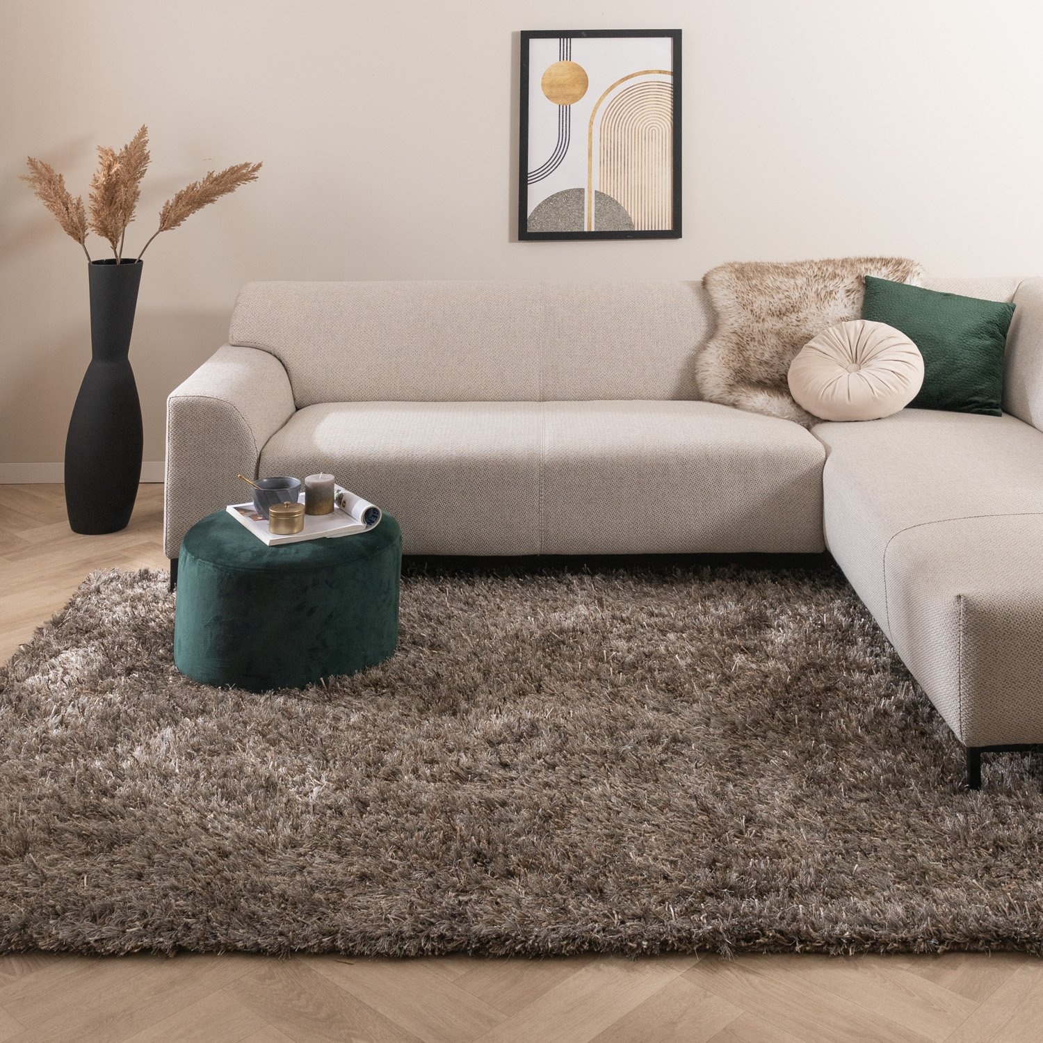 Tapis shaggy rond - Grace Gris