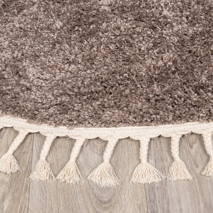 Tapis rond à poils longs - Lofty Fringe Taupe
