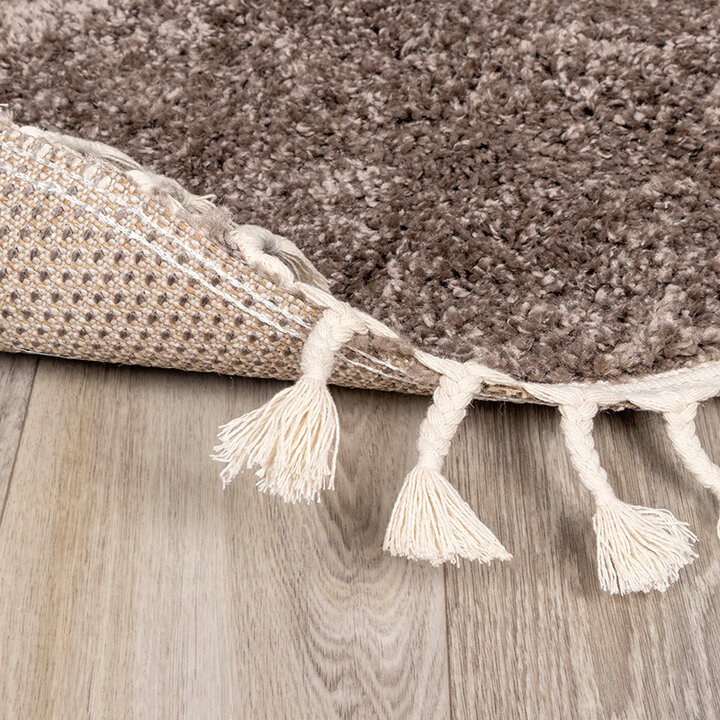 Tapis rond à poils longs - Lofty Fringe Taupe