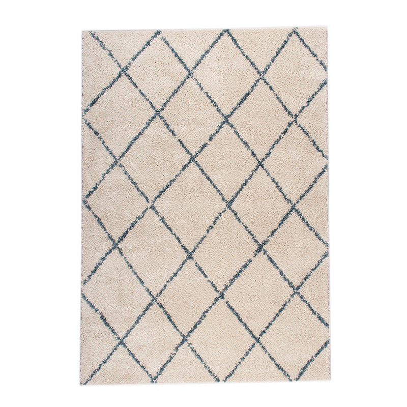 Tapis à poils longs - Grand Lines Crème/Bleu - sfeer