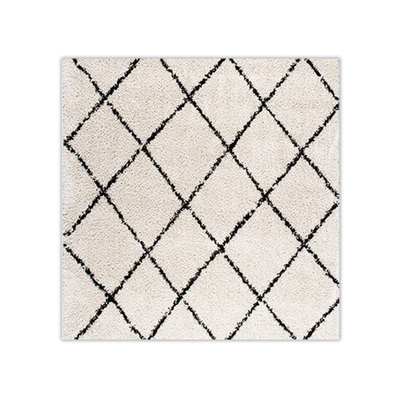Tapis carré à poils longs - Grand Lines Crème/Noir - sfeer