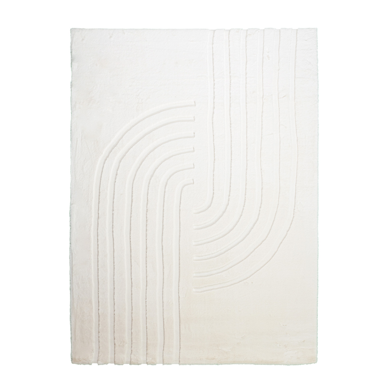 Tapis doux à poils longs - Carvy Curves Crème - sfeer
