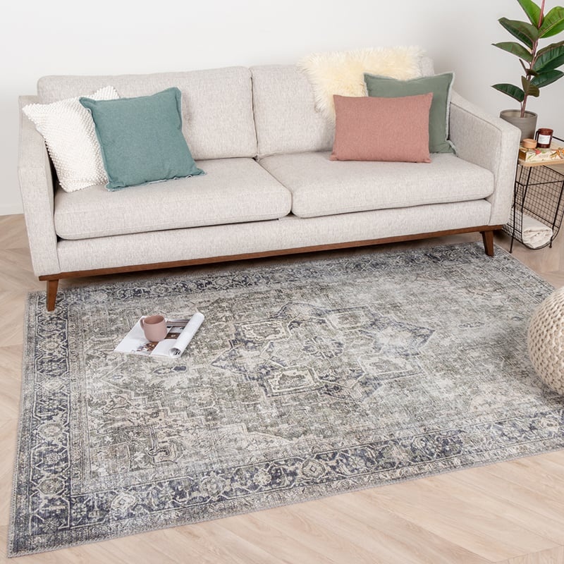 Tapis vintage - Lugan Vert/Gris