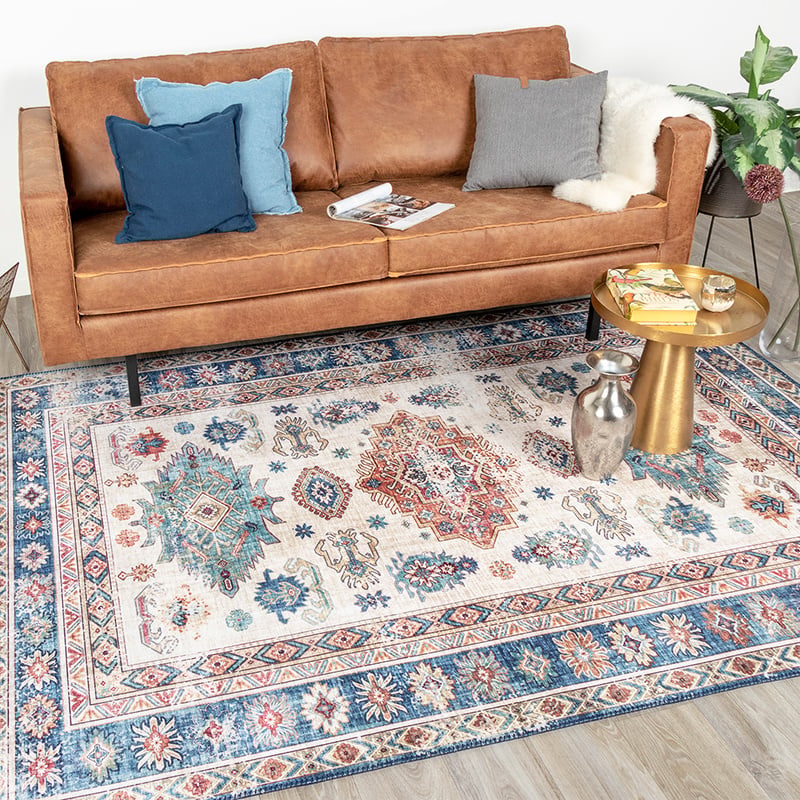 Tapis vintage - Azara Yasmin Bleu Clair