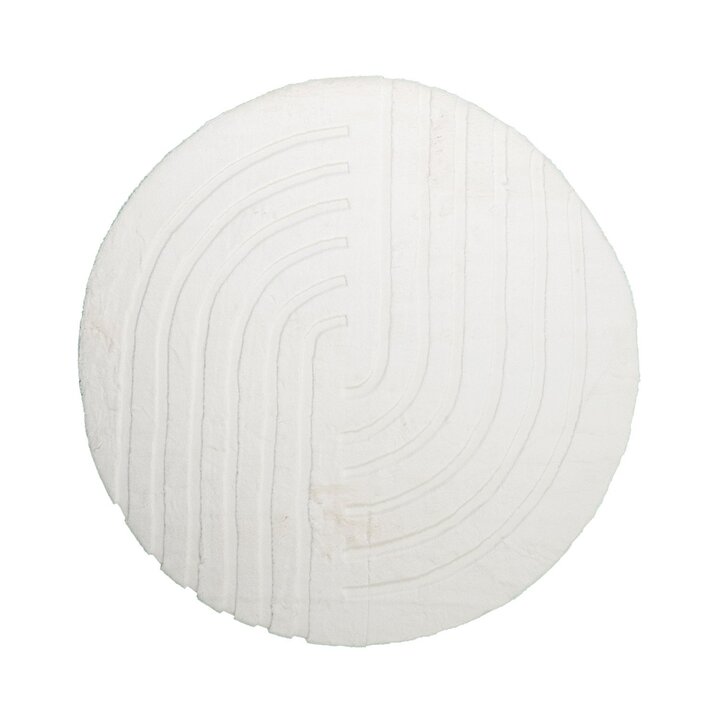 Tapis rond à poils longs - Carvy Curves Crème