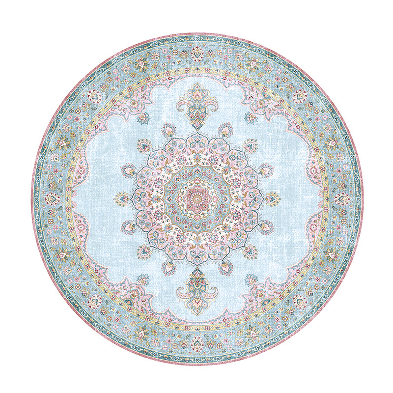 Tapis vintage rond - Lily Medaillon Bleu Clair - sfeer