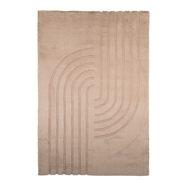 Tapis doux à poils longs - Carvy Curves Taupe - sfeer