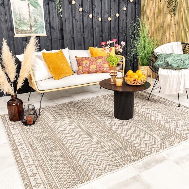 Tapis d'extérieur en jute - Nomad Aztec Crème