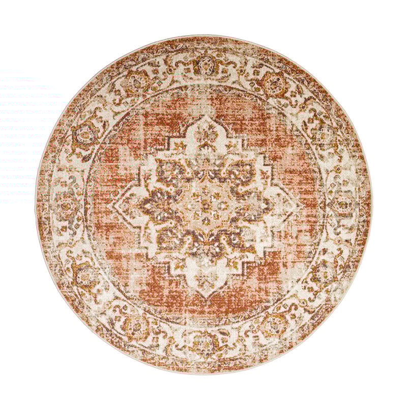 Tapis vintage rond - Spring Medaillon Terra/Crème - sfeer