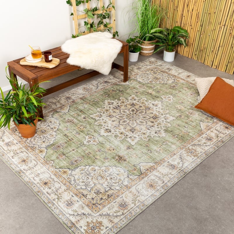 Tapis d'Extérieur Vintage - Santo Médaillon Vert