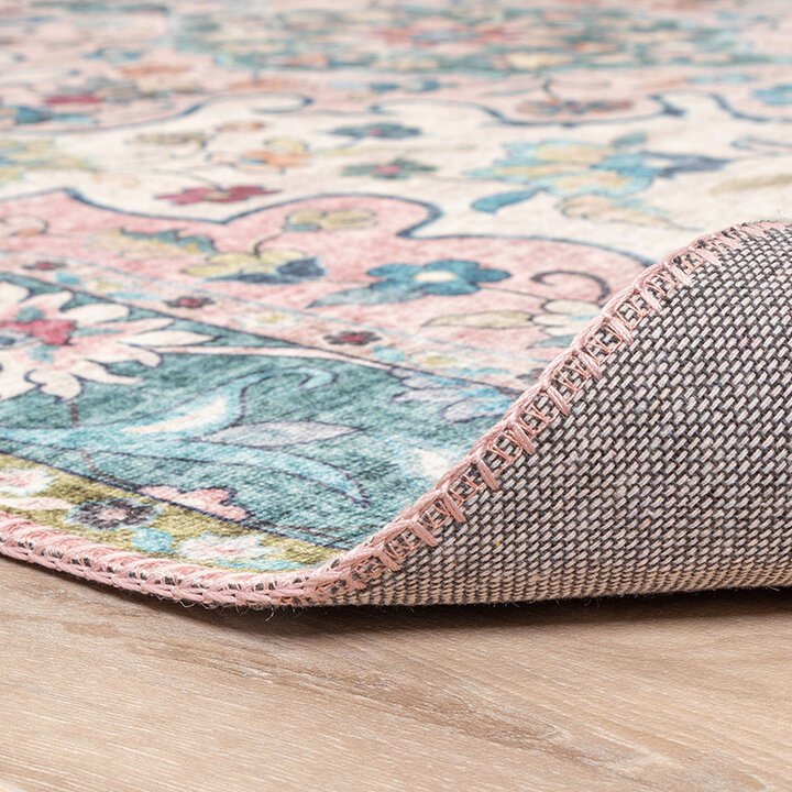 Tapis vintage - Lily Oriental Bleu/Rose