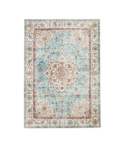 Tapis ovale à poils longs - Santo Medaillon Bleu Clair