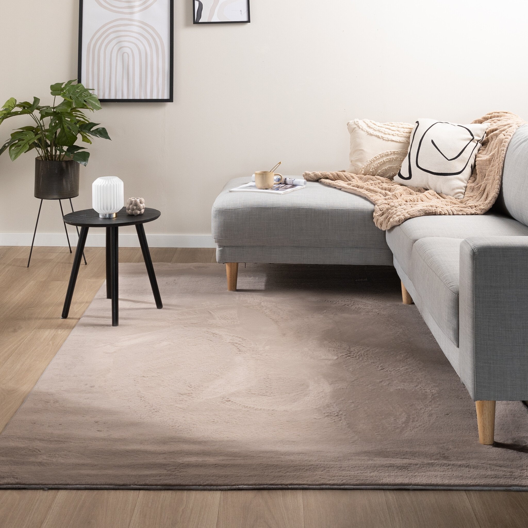 Tapis rond à poils courts - Cozy Taupe