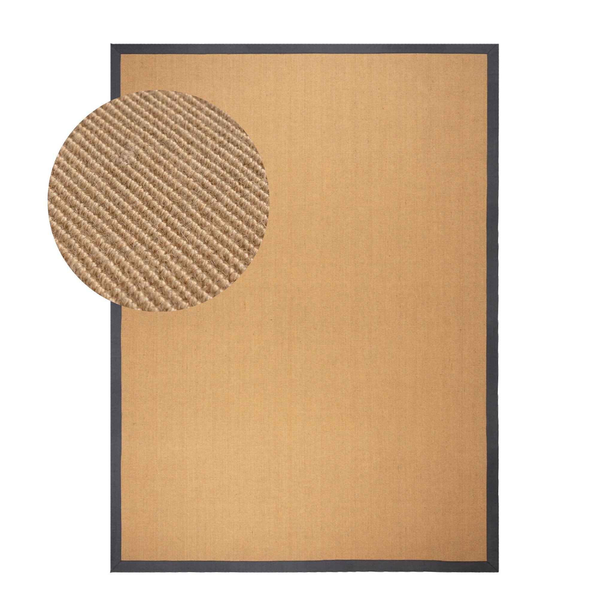 Tapis en sisal - Tulum Border Anthracite