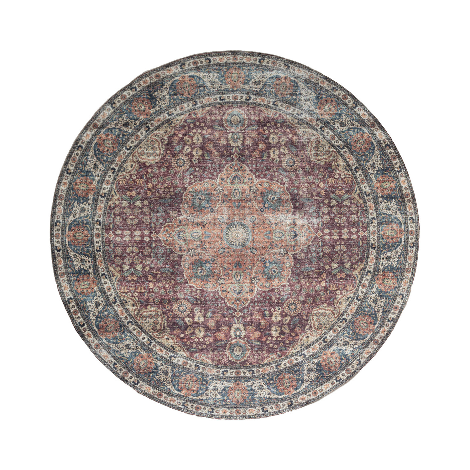 Tapis ovale d'extérieur vintage - Kairo Medaillon Bordeaux - sfeer