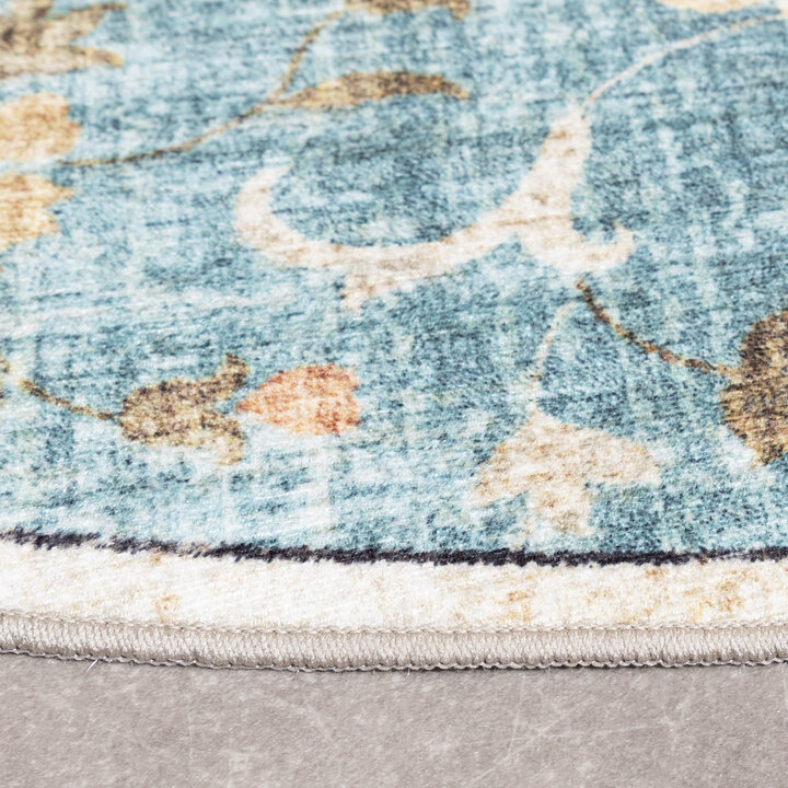 Tapis d'extérieur rond vintage - Santo Mandala Bleu Clair