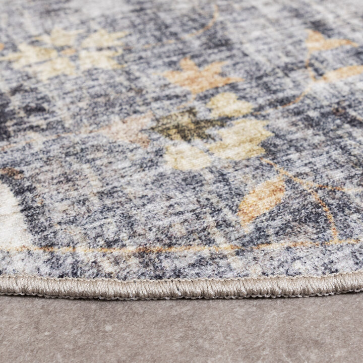 Tapis d'extérieur rond vintage - Santo Mandala Bleu/Gris