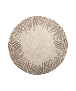 Tapis rond d'extérieur vintage - Tiga Edge Taupe