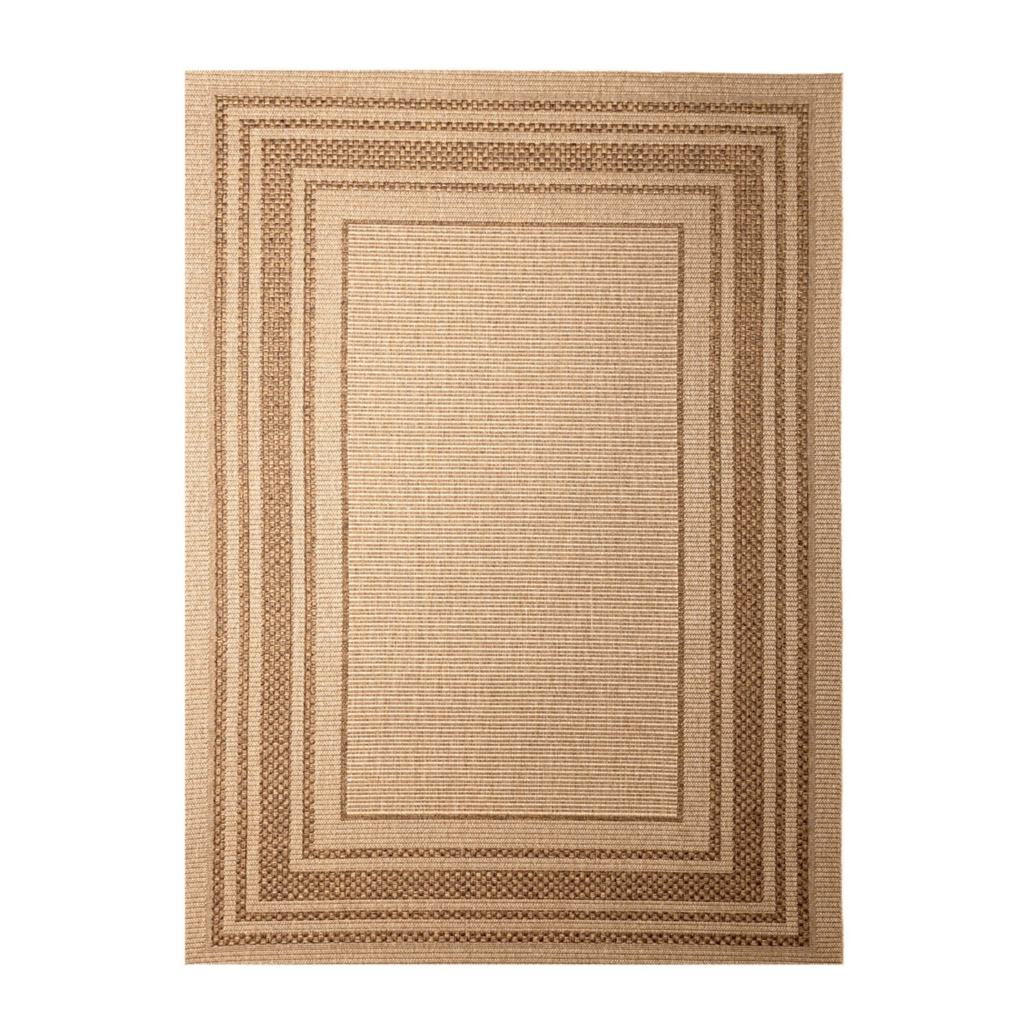 Tapis d'extérieur en jute - Mavi Border Crème/Marron - sfeer