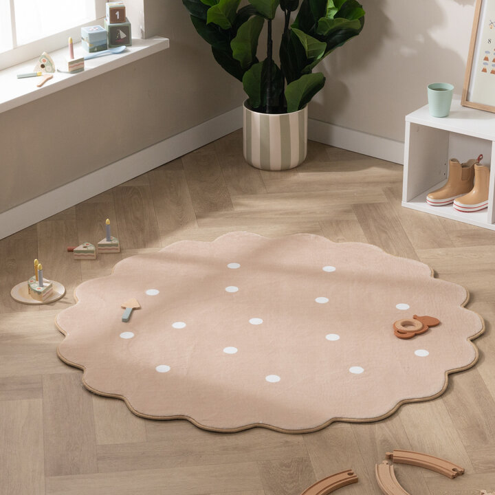 Tapis rond en jute pour l'extérieur - Cloudy Stippen Beige
