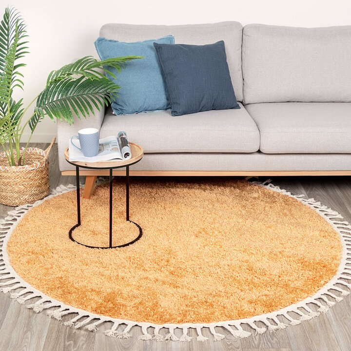 Tapis rond à poils longs - Lofty Fringe Jaune
