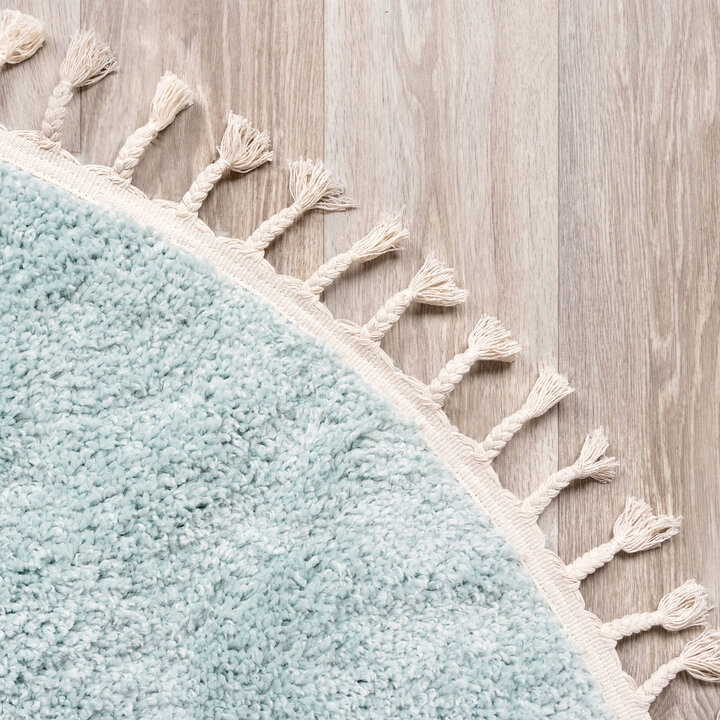 Tapis rond à poils longs - Lofty Fringe Bleu Clair