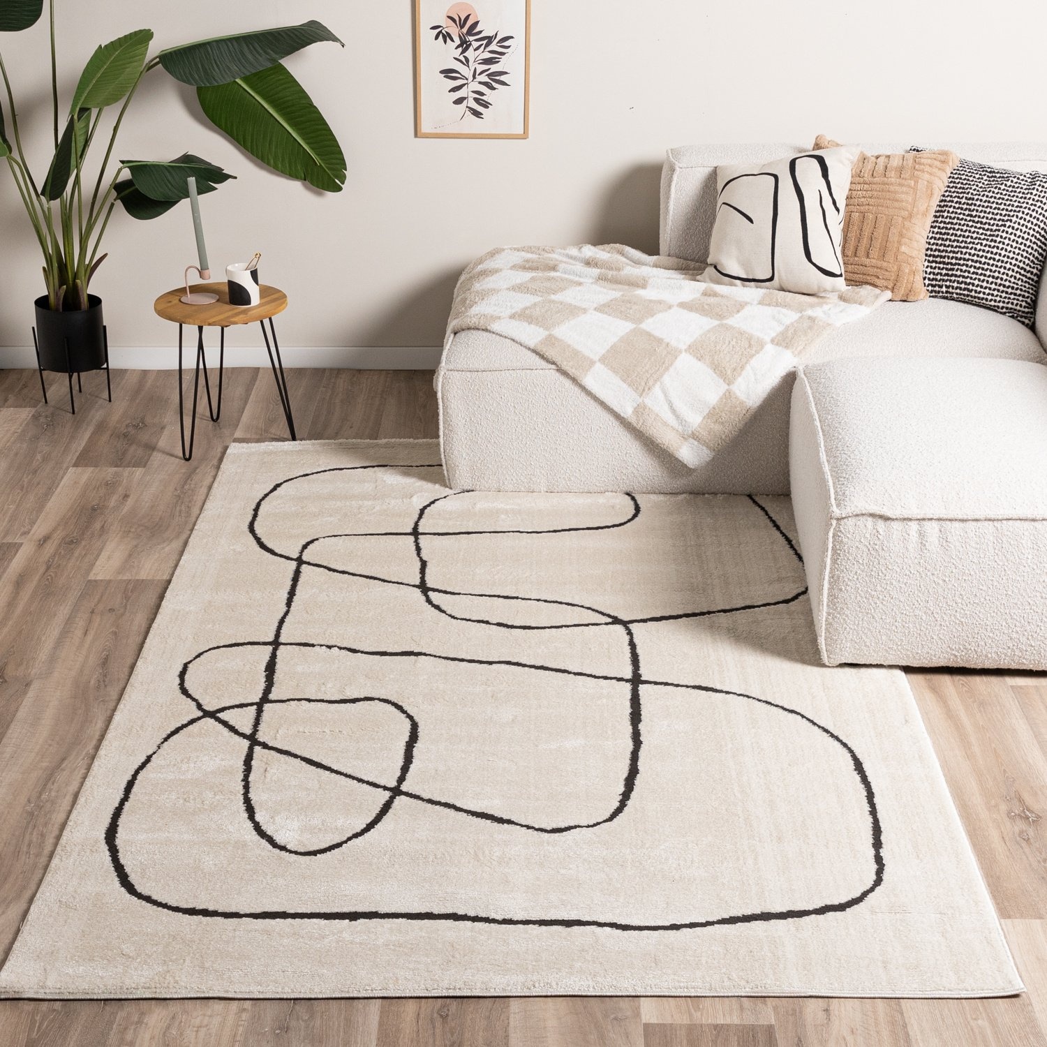 Tapis d'extérieur - Yori Lines Crème/Noir