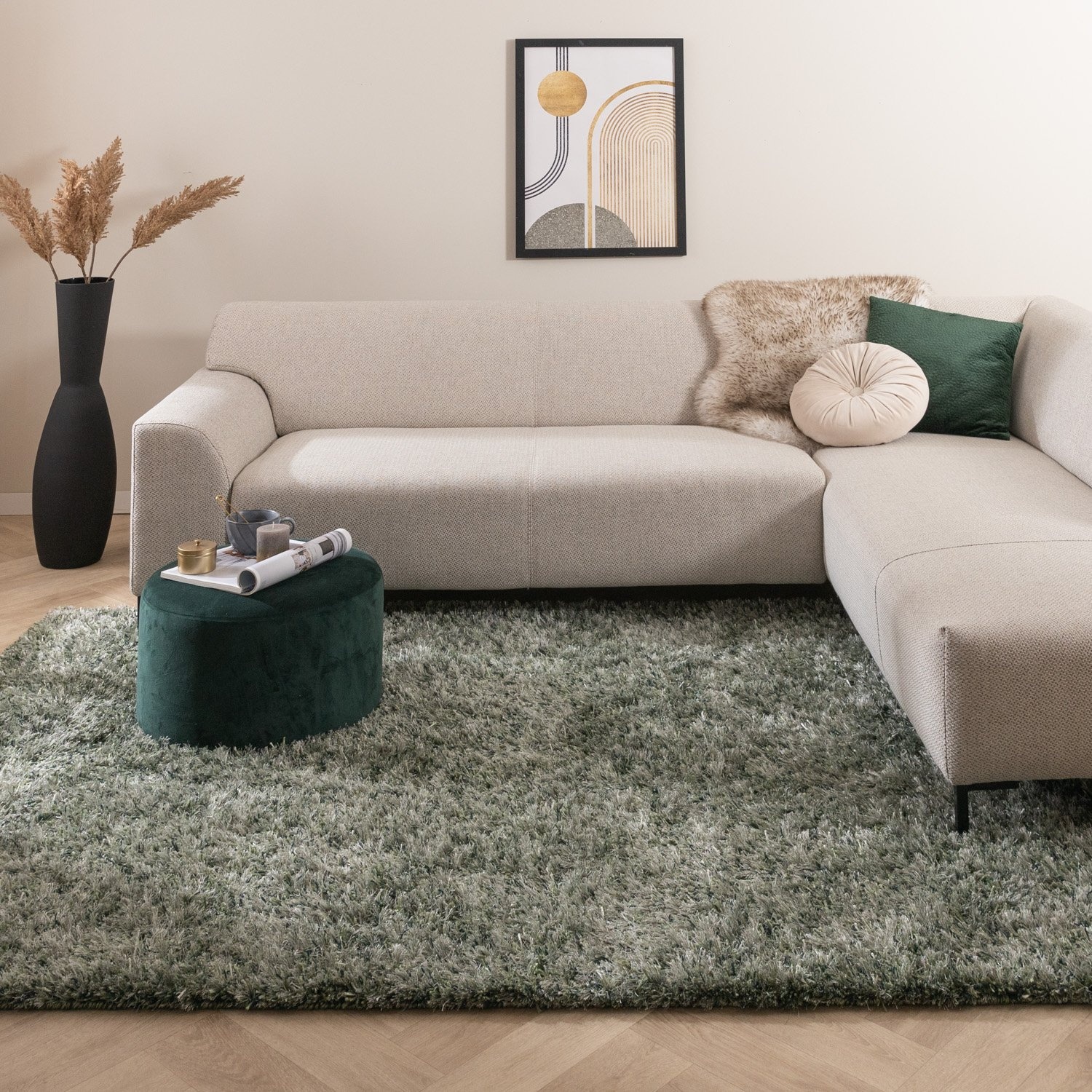 Tapis shaggy rond - Grace Vert