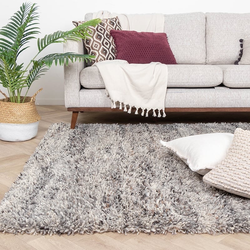 Tapis en laine à poils longs - Royal Gris Clair Mélangé