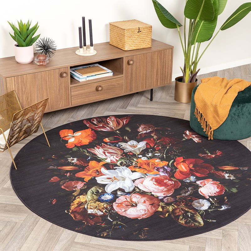 Tapis scandinave - Florine Noir/Orange
