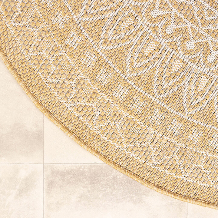 Tapis d'extérieur rond - Summer Azteca Jaune